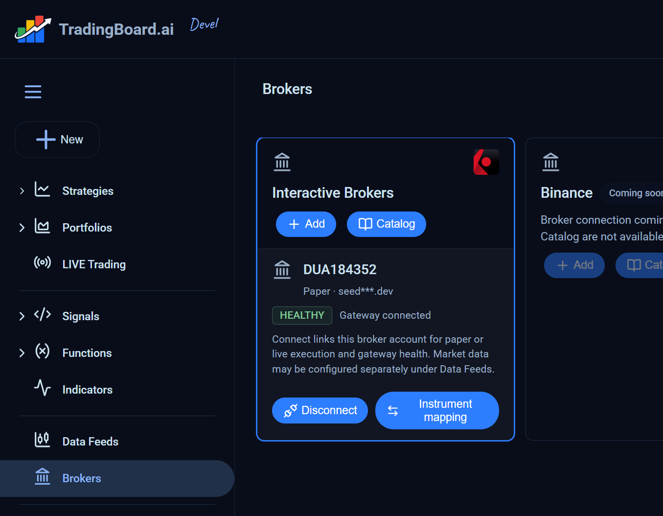 Broker connectivity in TradingBoard.ai
